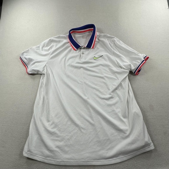 Nike Other - Nike Shirt Mens XL White Court Slam Tennis Polo Volt Swoosh CI9158